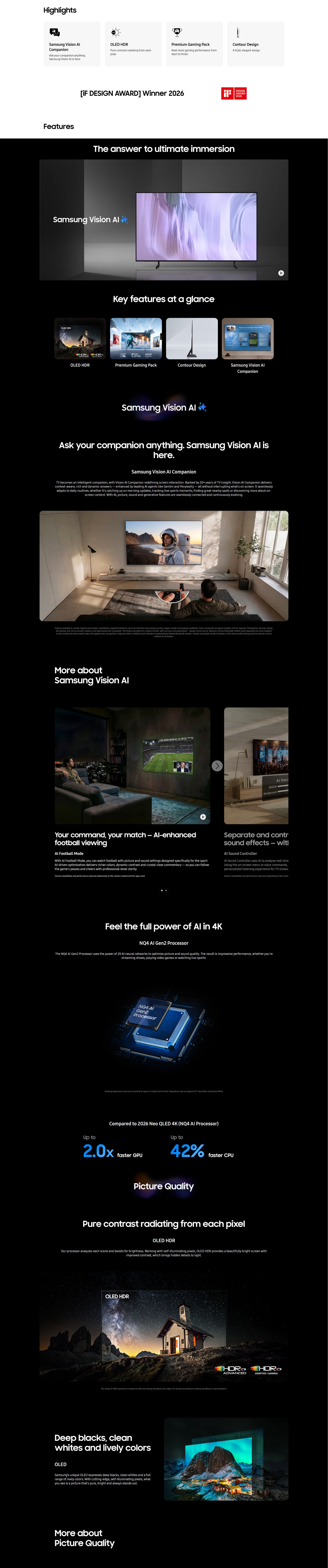 SAMSUNG S85H OLED 4K Samsung Vision AI Smart TV 2026